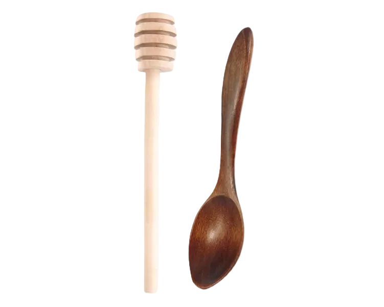 Set Agitador y Cuchara de Miel de Madera | De Liñares