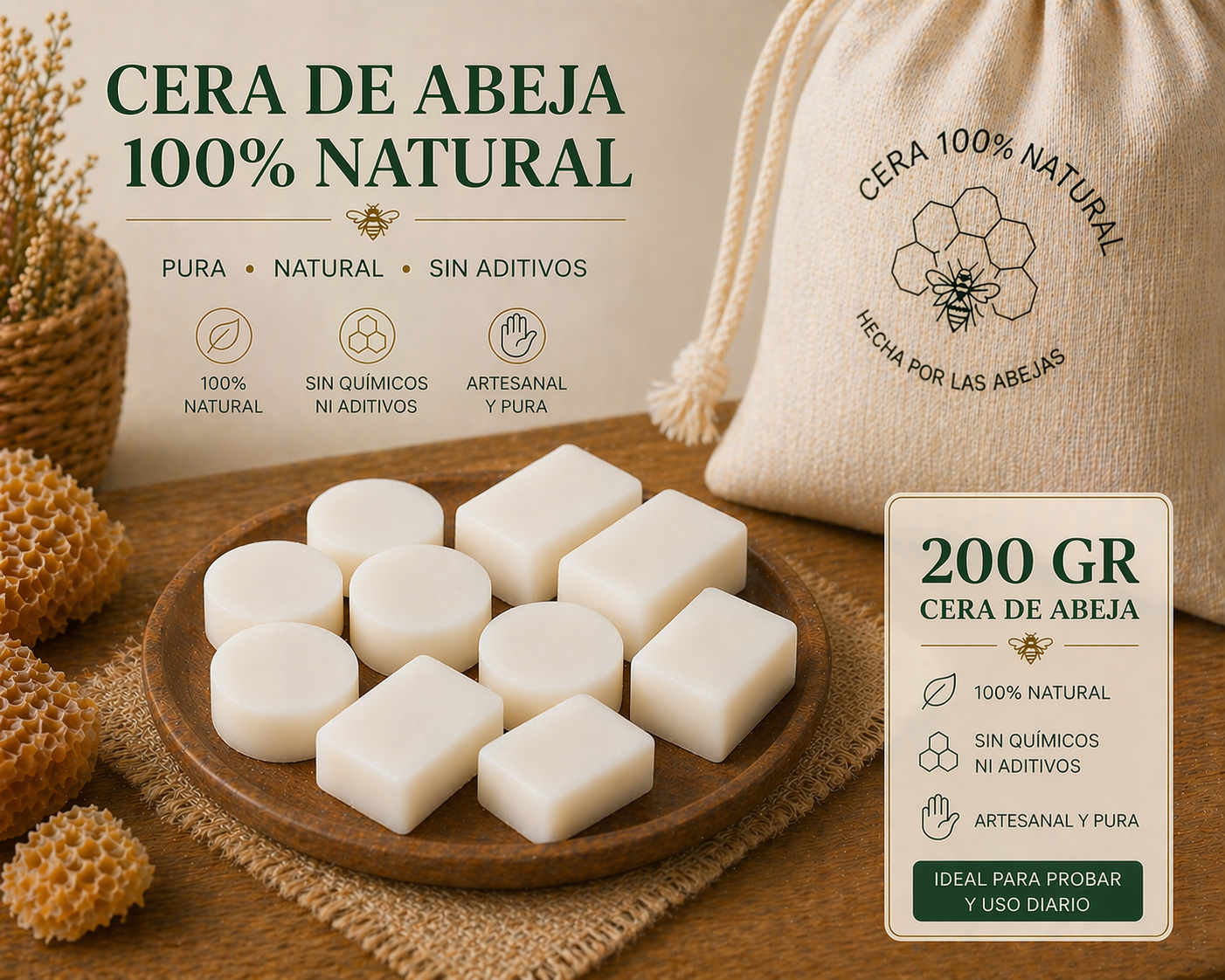 Cera de Abeja Blanca Natural para Velas | De Liñares