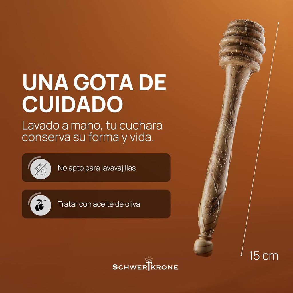 Cuchara de Miel Premium de Madera de Olivo 15 cm | De Liñares