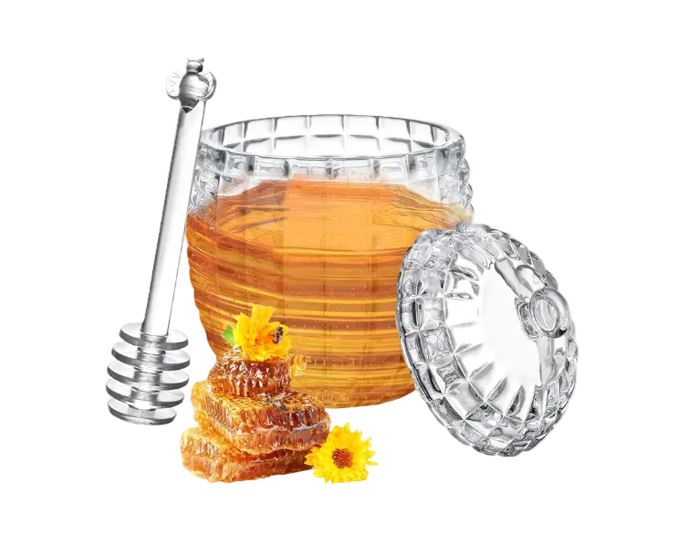 Dispensador de Miel de Cristal 240 ml con Cuchara | De Liñares