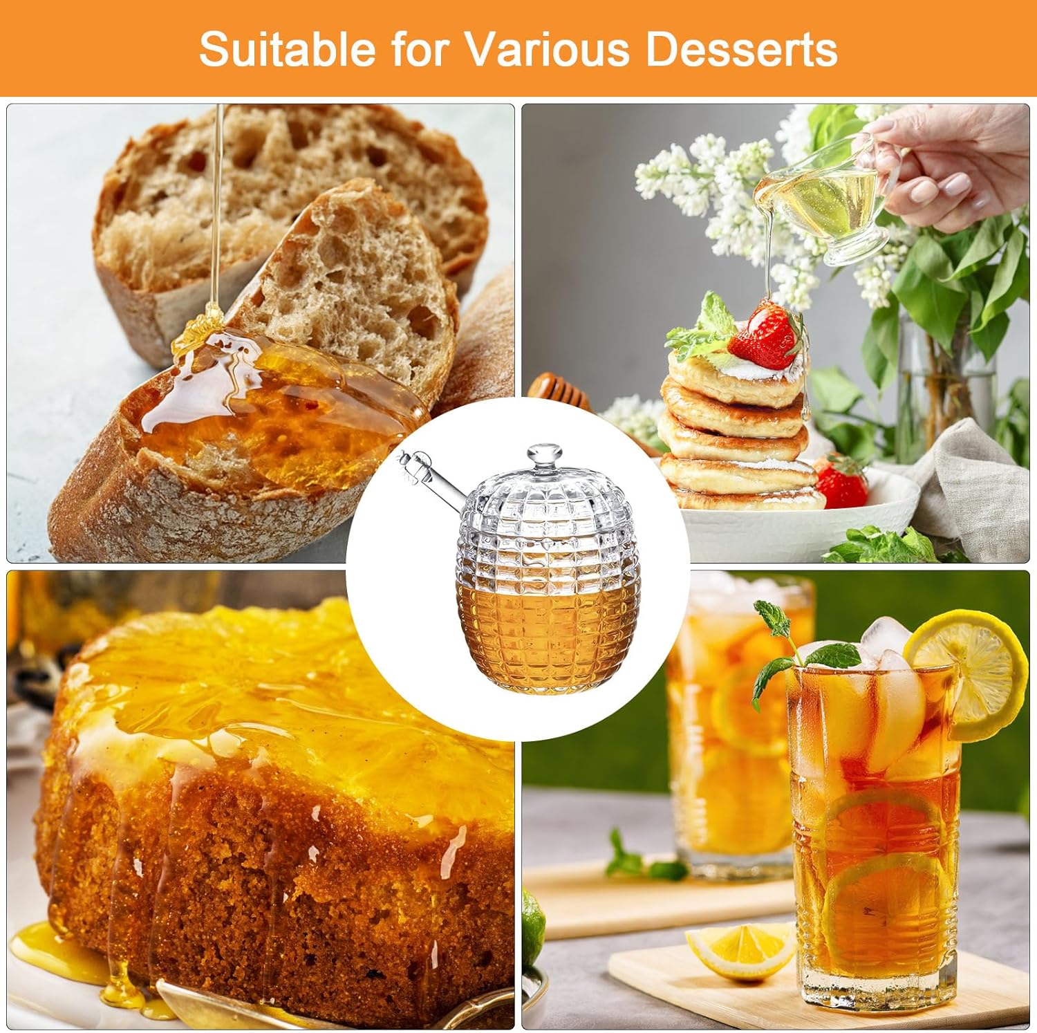 Dispensador de Miel de Cristal 240 ml con Cuchara | De Liñares