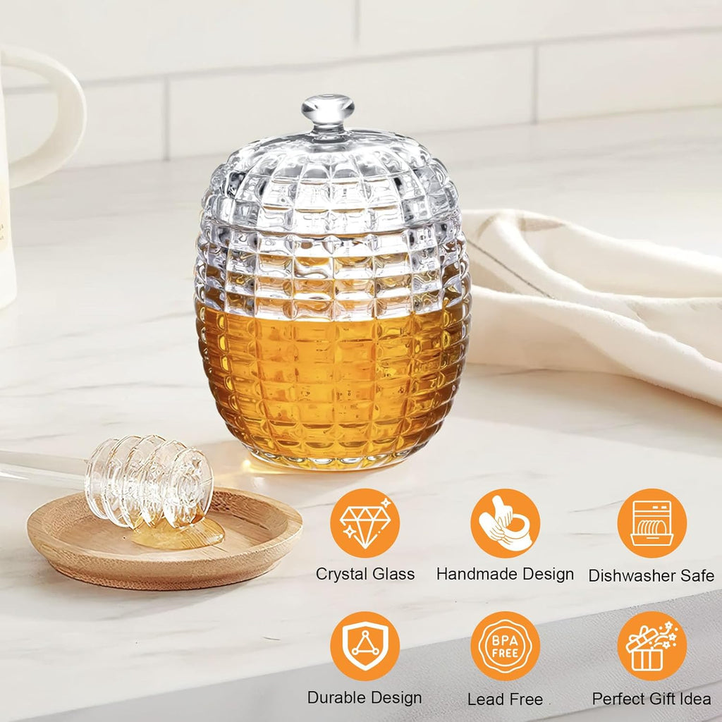 Dispensador de Miel de Cristal 240 ml con Cuchara | De Liñares