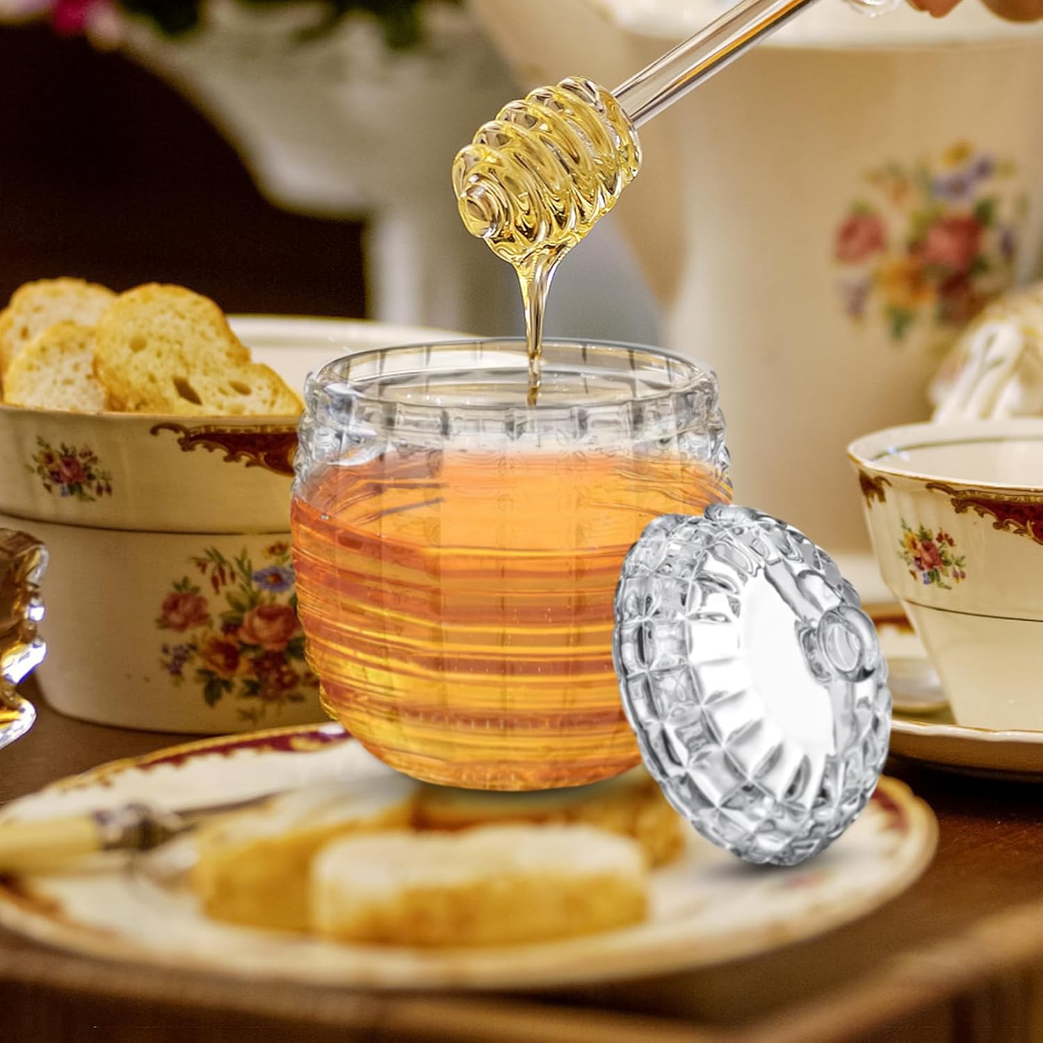 Dispensador de Miel de Cristal 240 ml con Cuchara | De Liñares