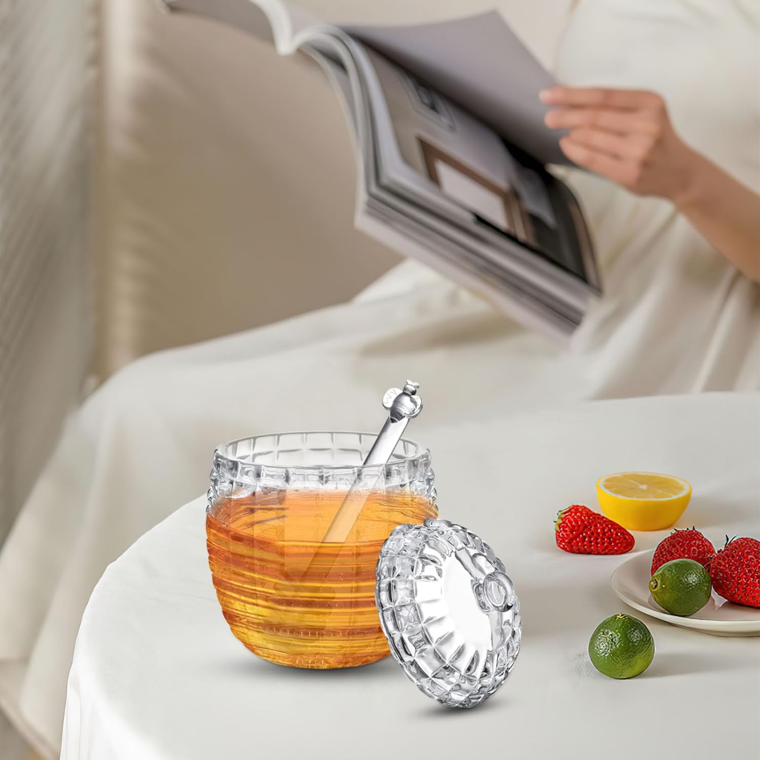 Dispensador de Miel de Cristal 240 ml con Cuchara | De Liñares