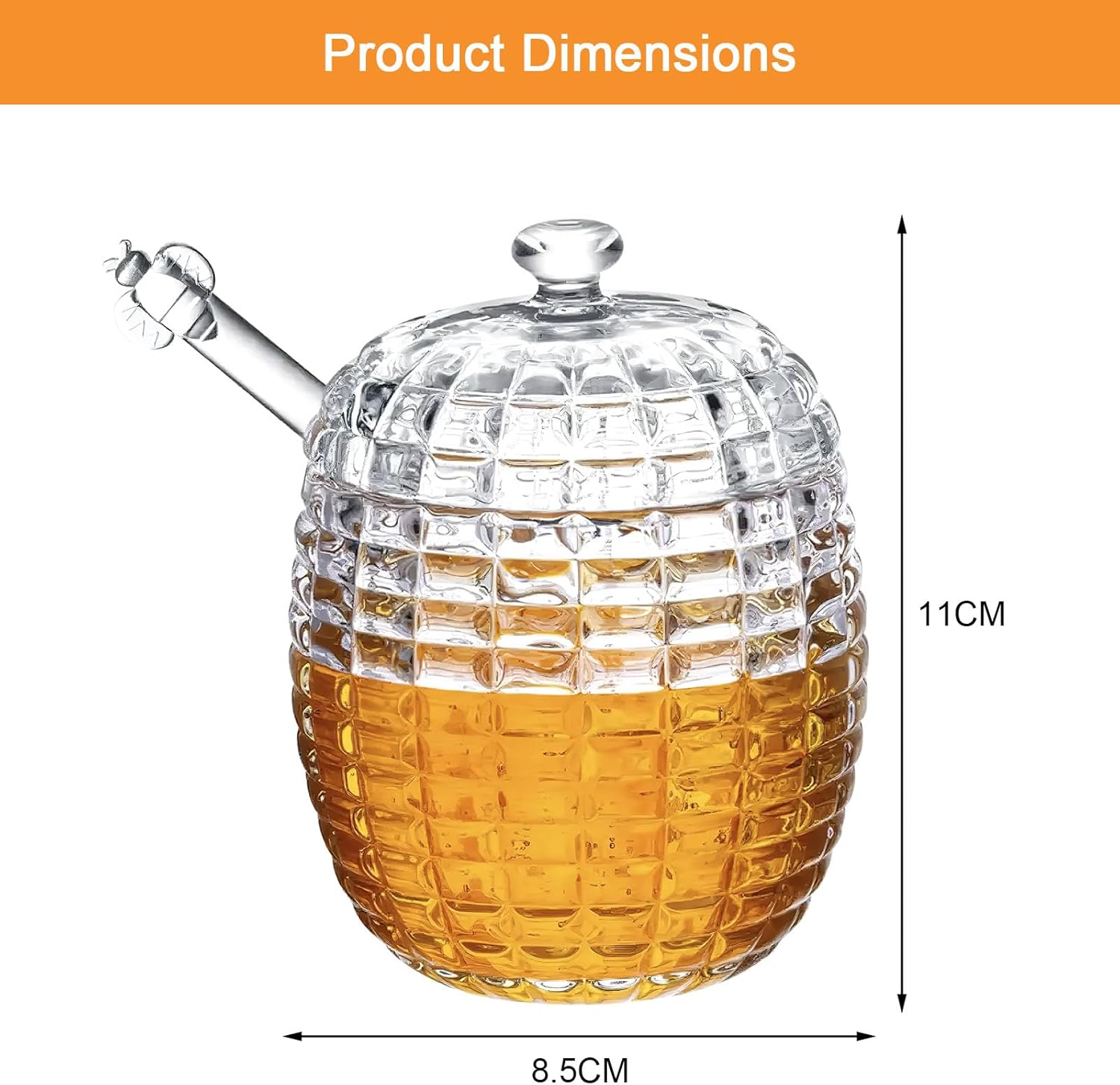 Dispensador de Miel de Cristal 240 ml con Cuchara | De Liñares