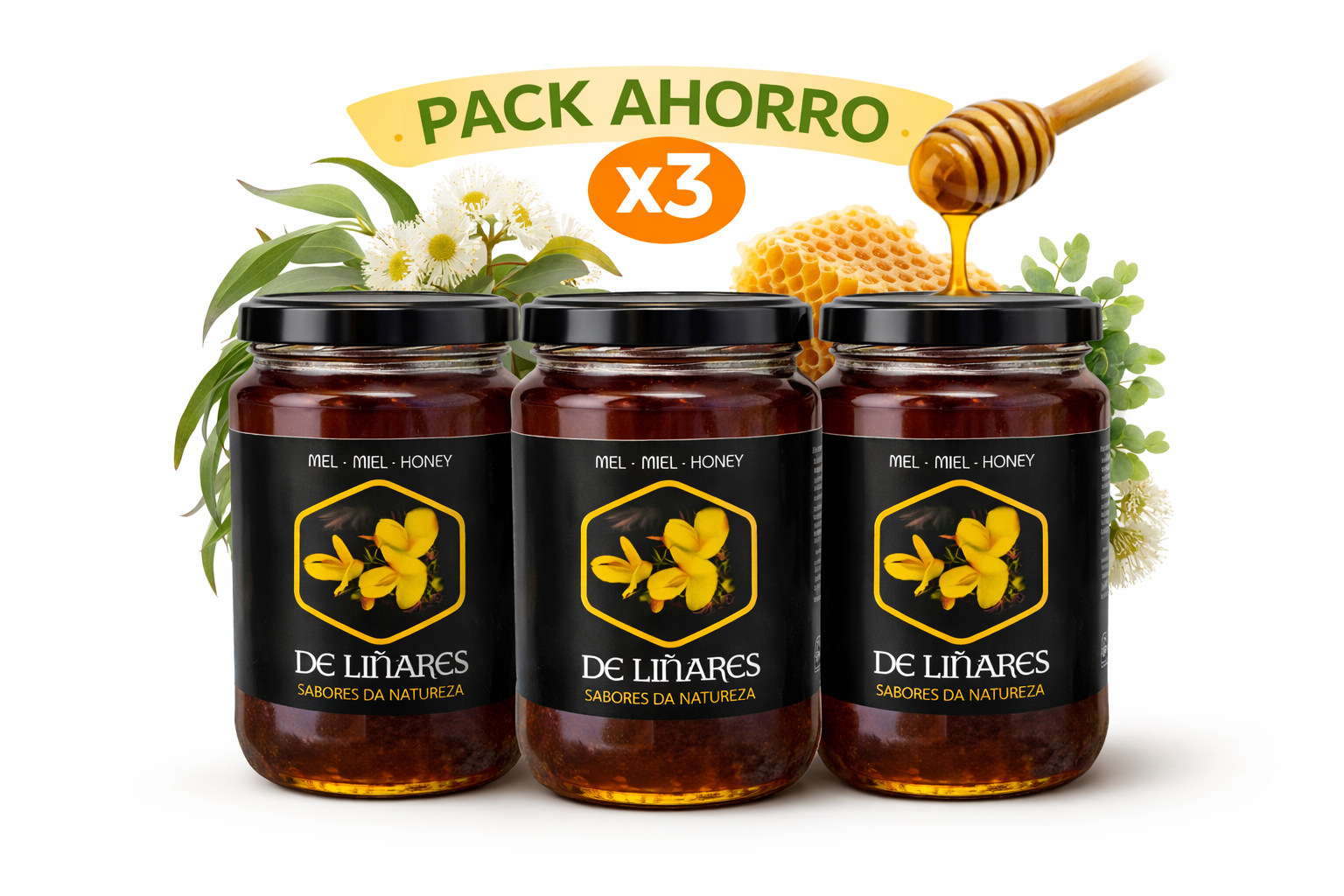 Pack Ahorro Miel Multifloral x3 | Mel De Liñares