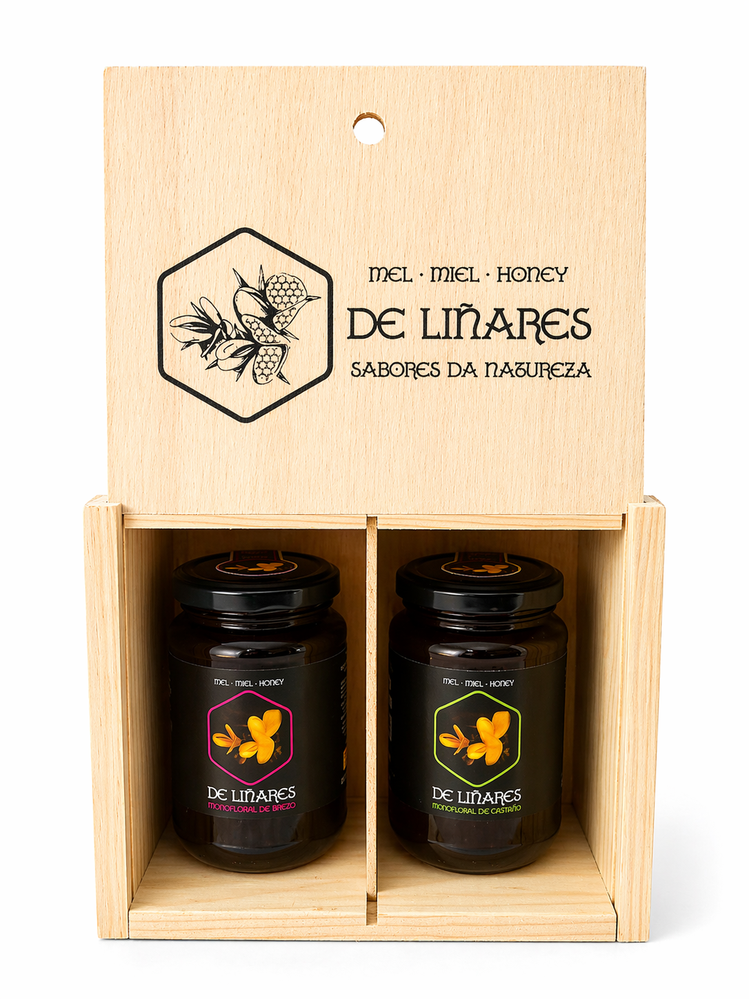 Pack 2 Sabores da Natureza en Caja de Madera | Mel De Liñares