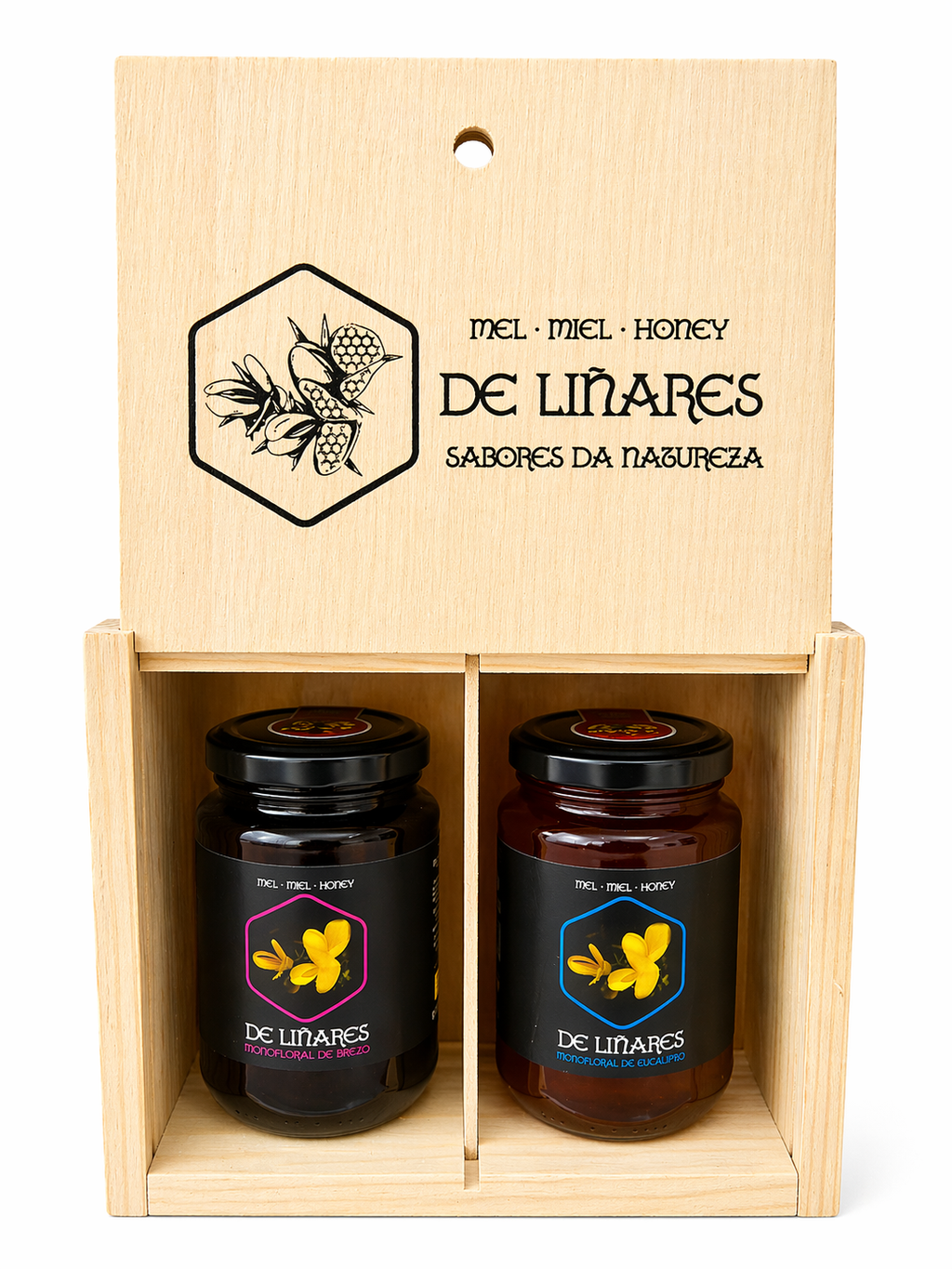 Pack 2 Sabores da Natureza en Caja de Madera | Mel De Liñares