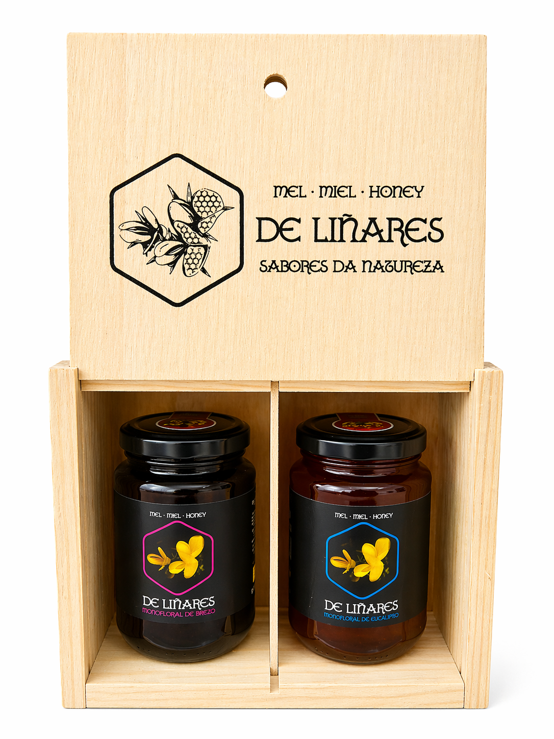 Pack 2 Sabores da Natureza en Caja de Madera | Mel De Liñares