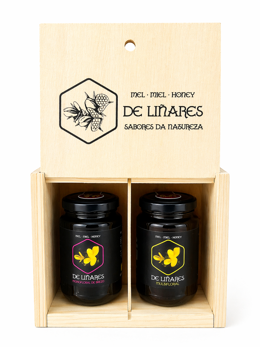 Pack 2 Sabores da Natureza en Caja de Madera | Mel De Liñares
