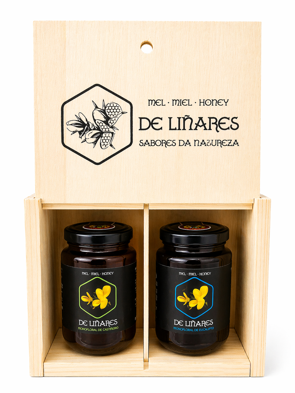 Pack 2 Sabores da Natureza en Caja de Madera | Mel De Liñares