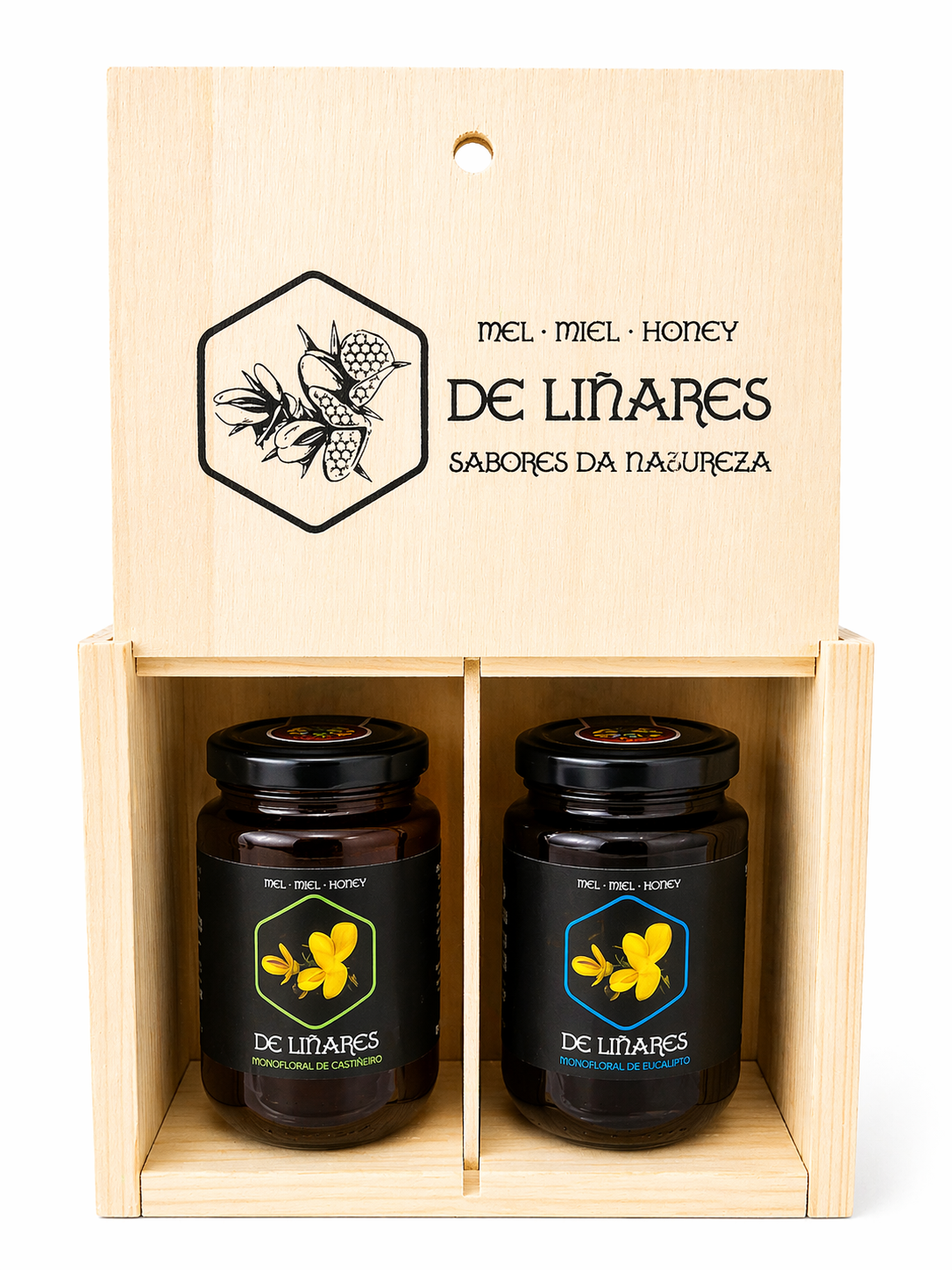 Pack 2 Sabores da Natureza en Caja de Madera | Mel De Liñares