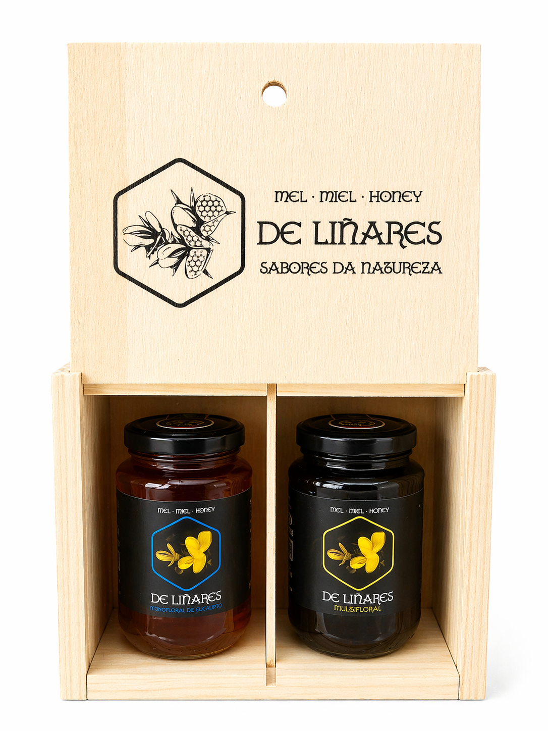Pack 2 Sabores da Natureza en Caja de Madera | Mel De Liñares