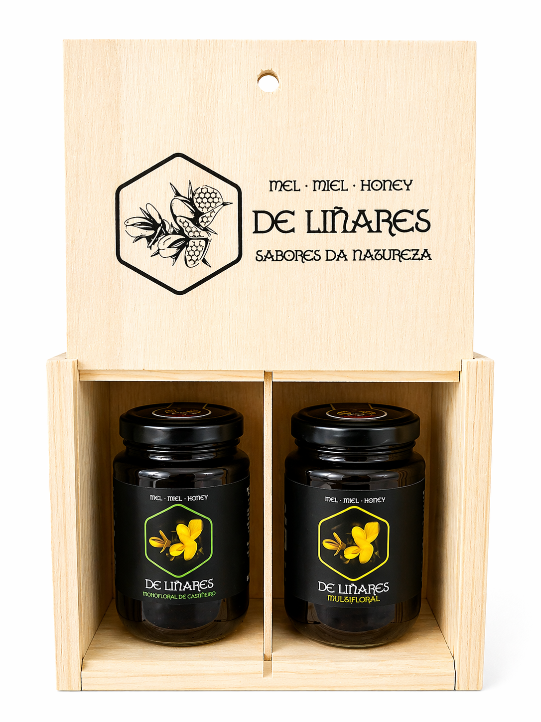 Pack 2 Sabores da Natureza en Caja de Madera | Mel De Liñares
