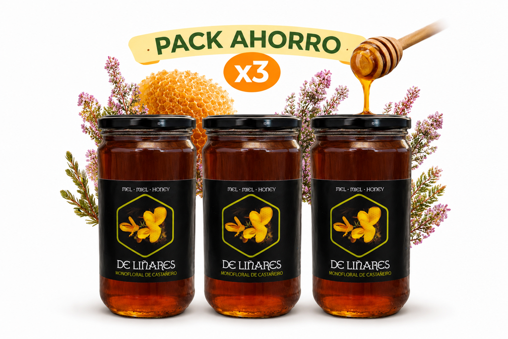 Pack Ahorro Miel Monofloral de Castaño x3 | Mel De Liñares
