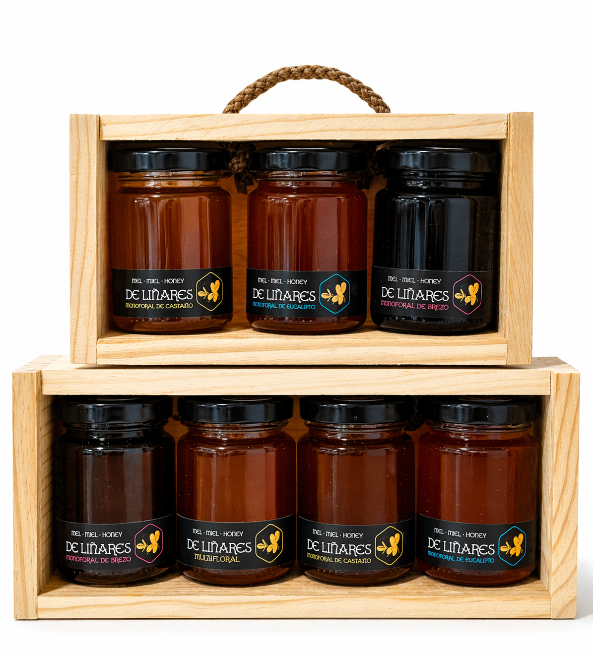 Pack 4 Sabores da Natureza en Caja de Madera | Mel De Liñares