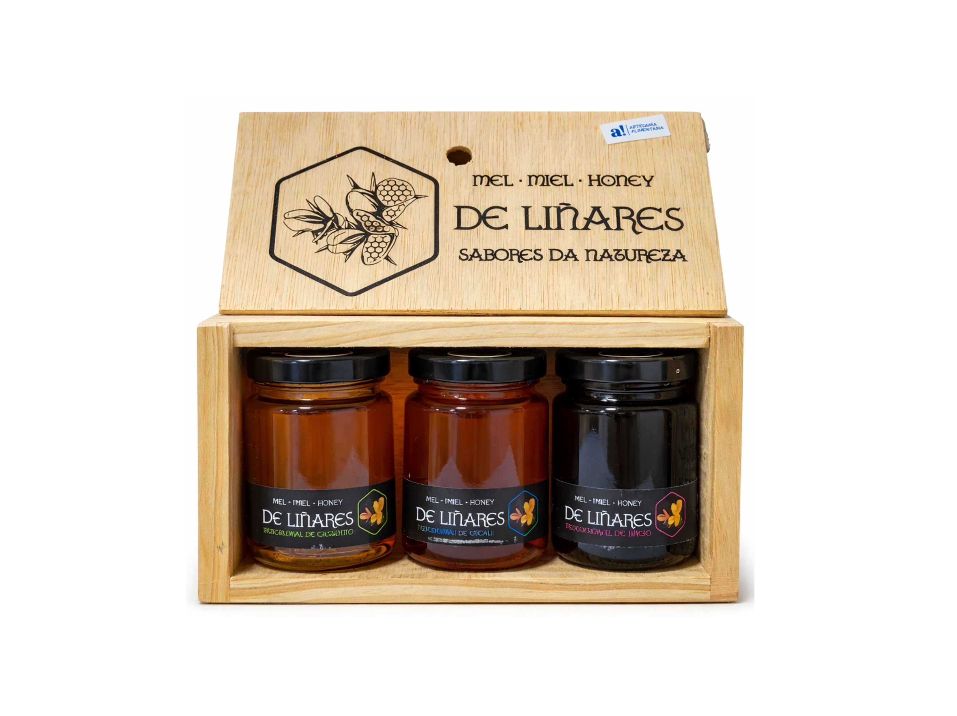 Pack 3 Sabores da Natureza en Caja de Madera | Mel De Liñares
