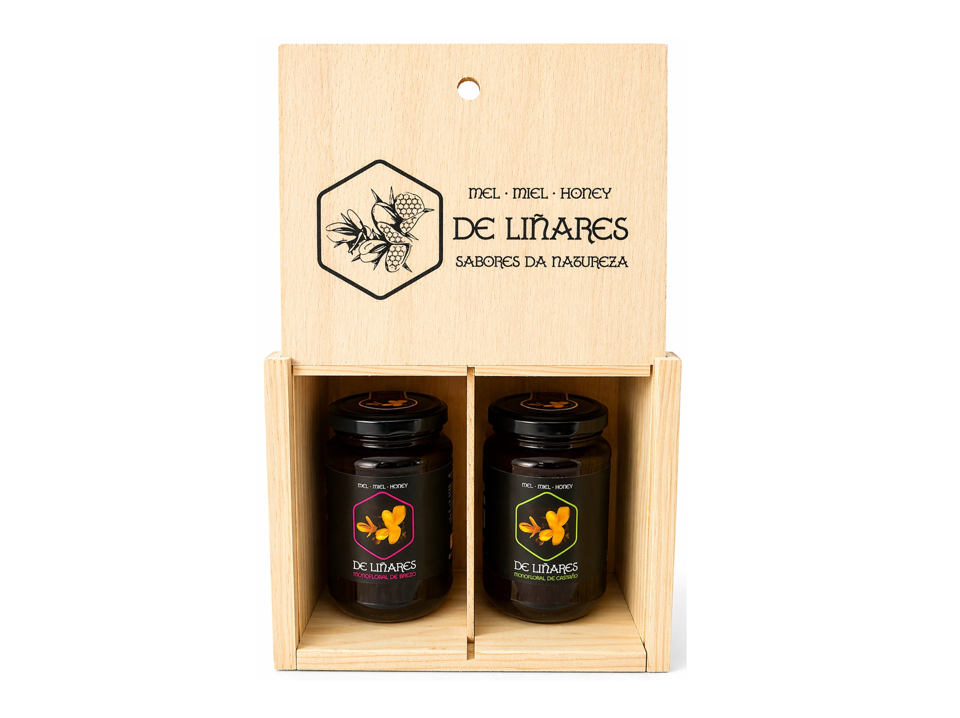 Pack 2 Sabores da Natureza en Caja de Madera | Mel De Liñares