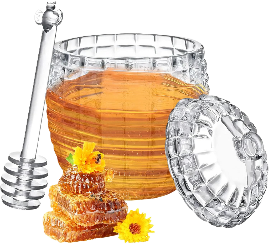 Dispensador de Miel de Cristal 240 ml con Cuchara | De Liñares