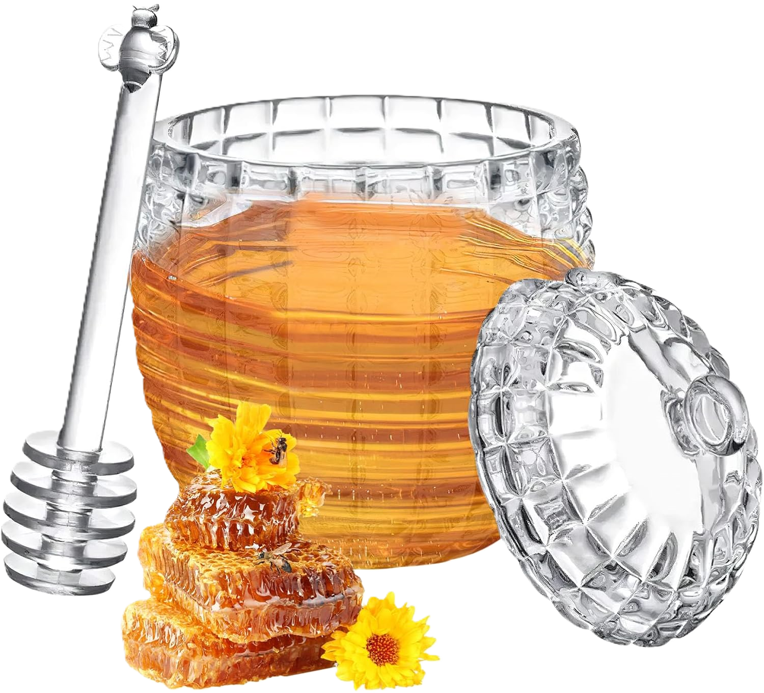 Dispensador de Miel de Cristal 240 ml con Cuchara | De Liñares