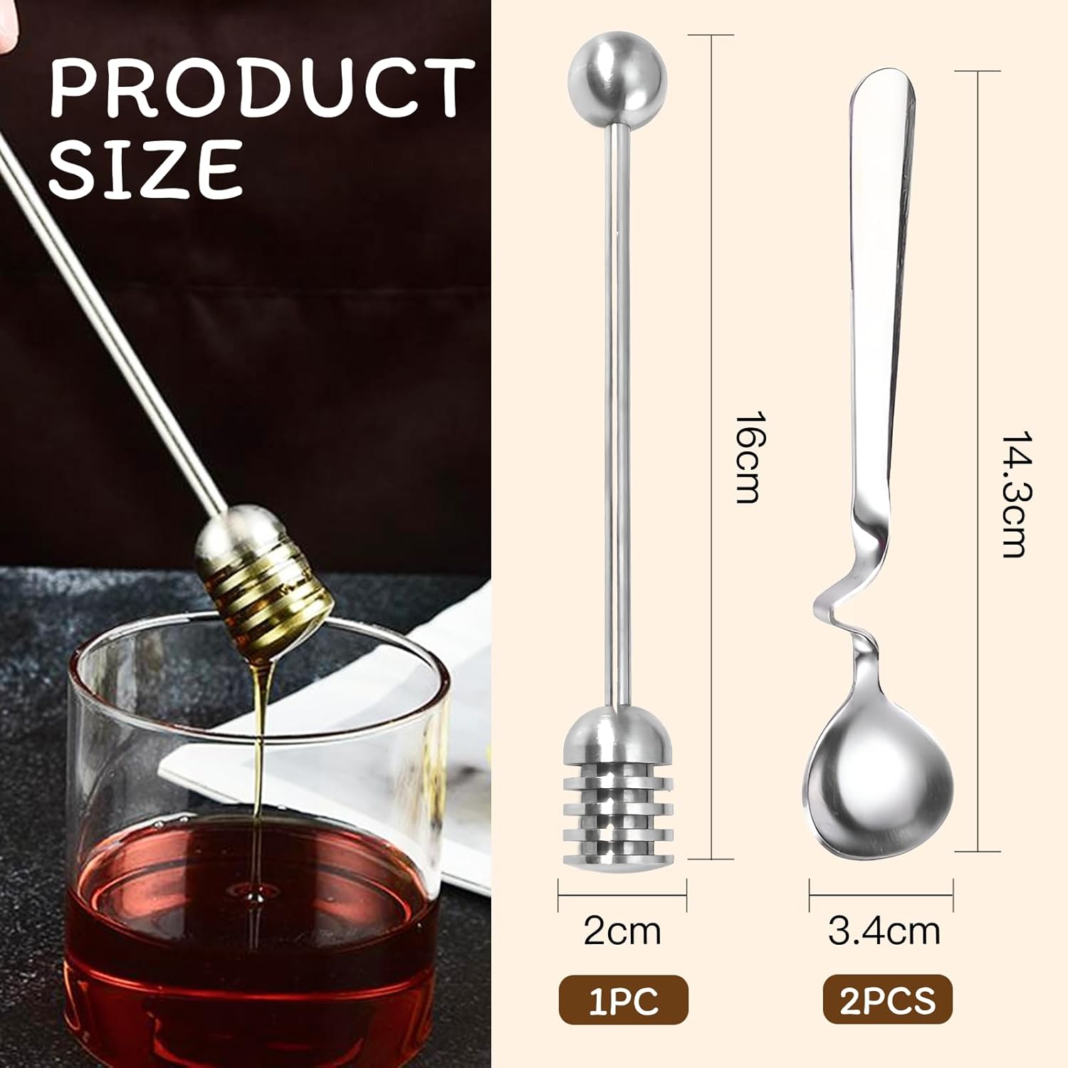 Set de 3 Cucharas para Miel y Mermelada de Acero Inoxidable | De Liñares